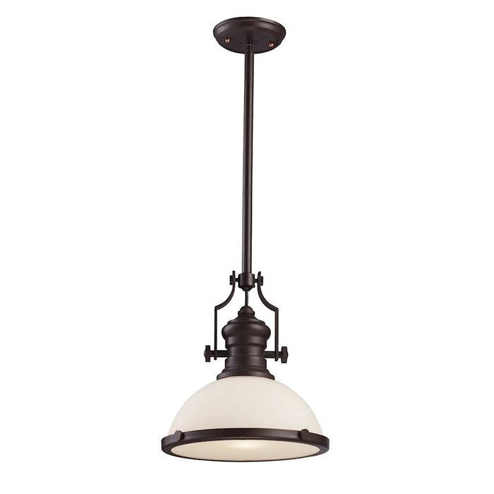 ELK Lighting Chadwick 1-Light Pendant, Oiled Bronze/White Glass - 66633-1