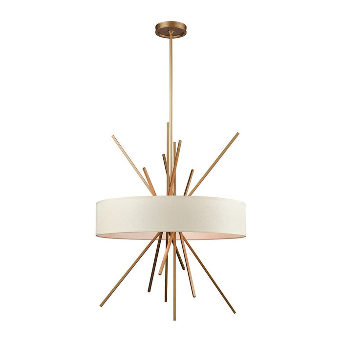 ELK Lighting Xenia 5-Light Chandelier, Gold/Beige Fabric Shade - 66973-5