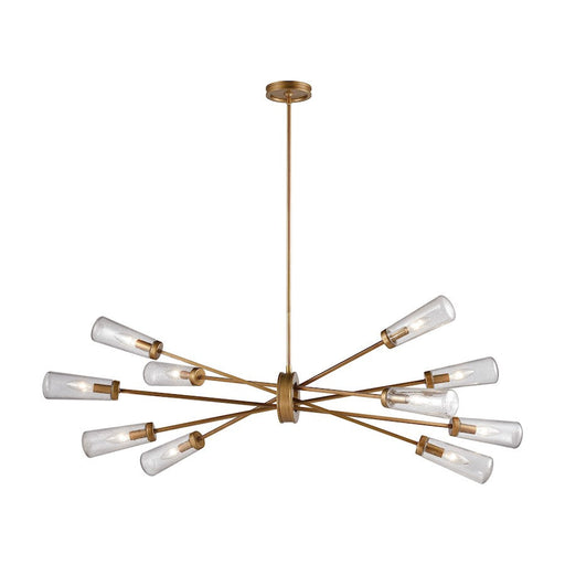 ELK Lighting Xenia 10-Light Chandelier, Matte Gold/Seedy Glass - 66982-10