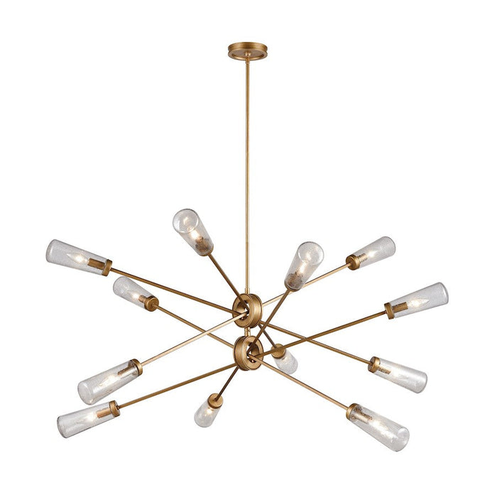 ELK Lighting Xenia 12-Light Chandelier, Matte Gold/Seedy Glass - 66985-12