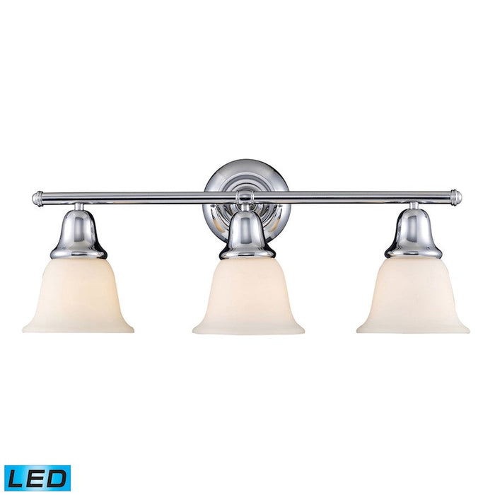 ELK Lighting Berwick 3-Light Vanity Lamp, Chrome/White Glass, LED - 67012-3-LED