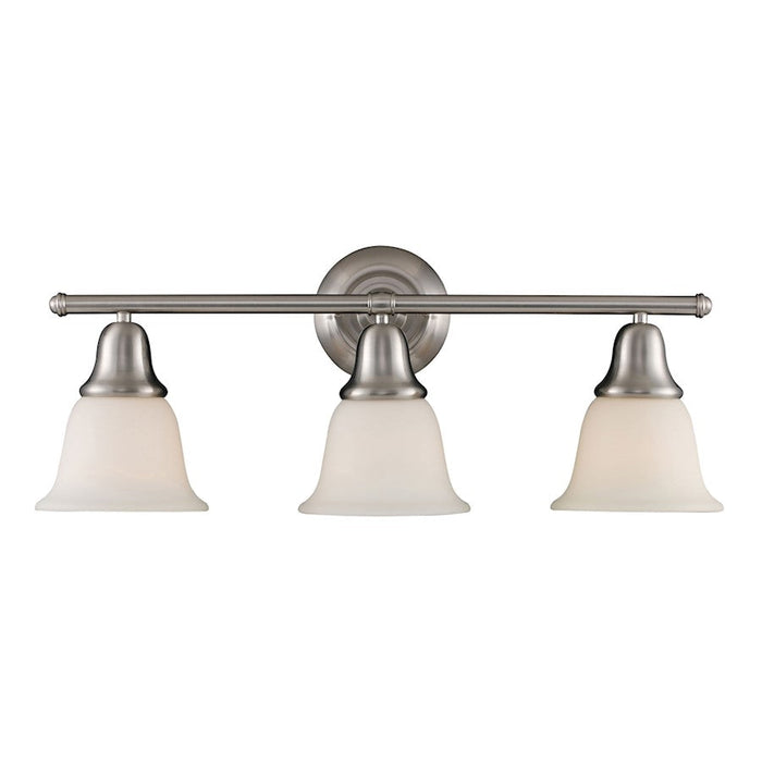 ELK Lighting Berwick 3-Light Vanity Lamp, Brushed Nickel/White Glass - 67022-3