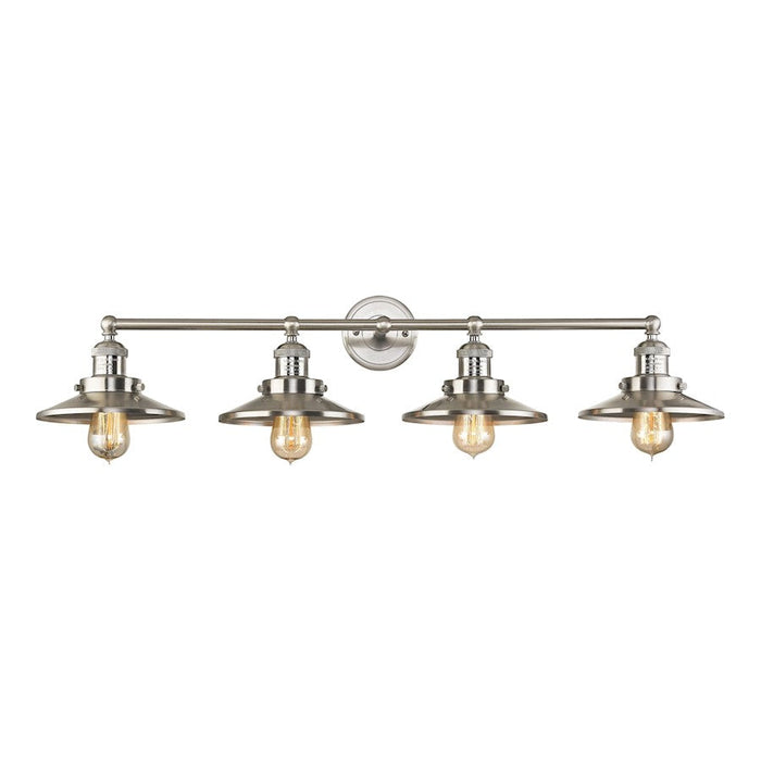 ELK Lighting English Pub 4-Light Vanity Lamp, Satin Nickel/Metal Shade - 67173-4