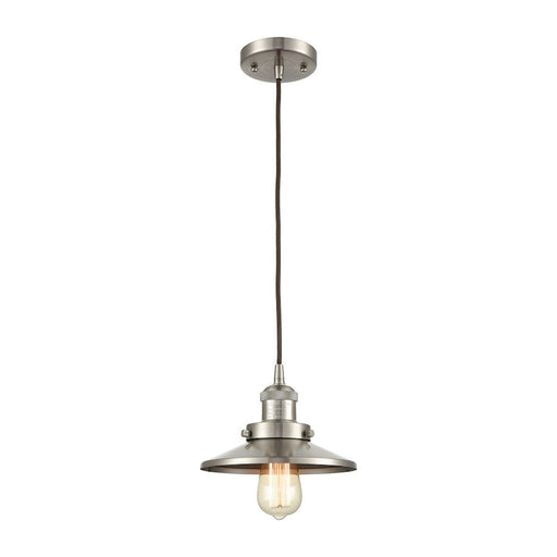 ELK Lighting English Pub Mini Pendant, Nickel/Nickel Metal Shade - 67174-1