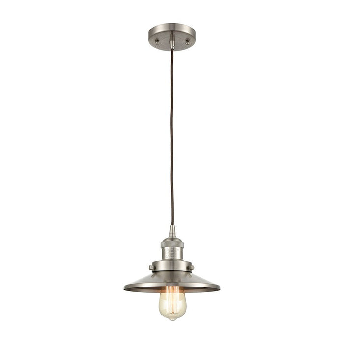 ELK Lighting English Pub Mini Pendant, Nickel/Nickel Metal Shade - 67174-1