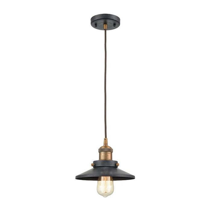 ELK Lighting English Pub Mini Pendant, Brass & Graphite/Metal Shade - 67184-1