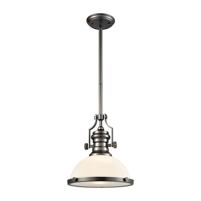 ELK Lighting Chadwick 1-Light Pendant, Black Nickel/White Glass - 67204-1