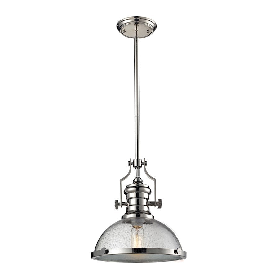 ELK Lighting Chadwick 1-Light Pendant, Polished Nickel/Seedy Glass - 67713-1