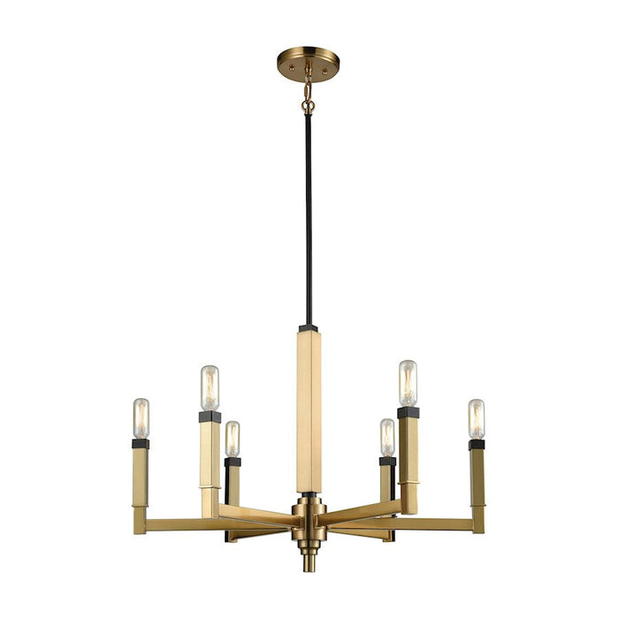 ELK Lighting Mandeville 6-Light 23" Chandelier, Bronze and Satin Brass - 67757-6