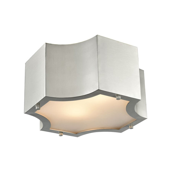 ELK Lighting Gordon 2-Light Flush Mount, Nickel/Frosted Glass Diffuser - 68120-2