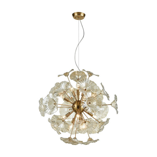 ELK Lighting Vershire 12-Light Chandelier, Satin Brass/Clear Glass - 68146-12