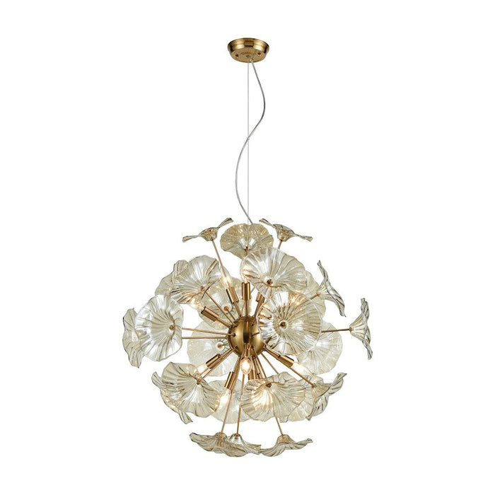 ELK Lighting Vershire 12-Light Chandelier, Satin Brass/Clear Glass - 68146-12