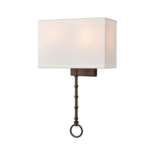 ELK Lighting Shannon 2-Light Sconce, Bronze/White Fabric Shade - 75030-2