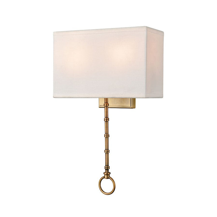 ELK Lighting Shannon 2-Light Sconce, Warm Brass/White Fabric Shade - 75040-2