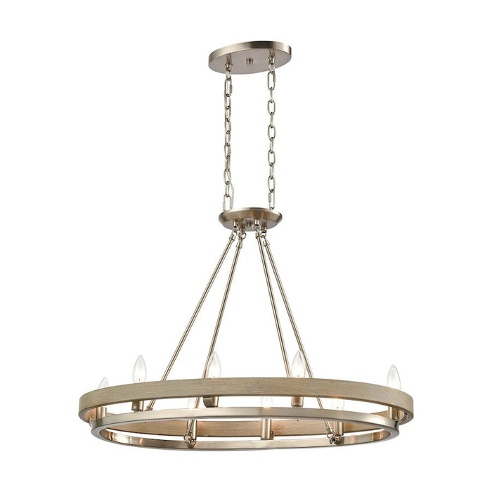 ELK Lighting Ramsey 8-Light Island Light, Satin Nickel and Beech Wood - 75065-8