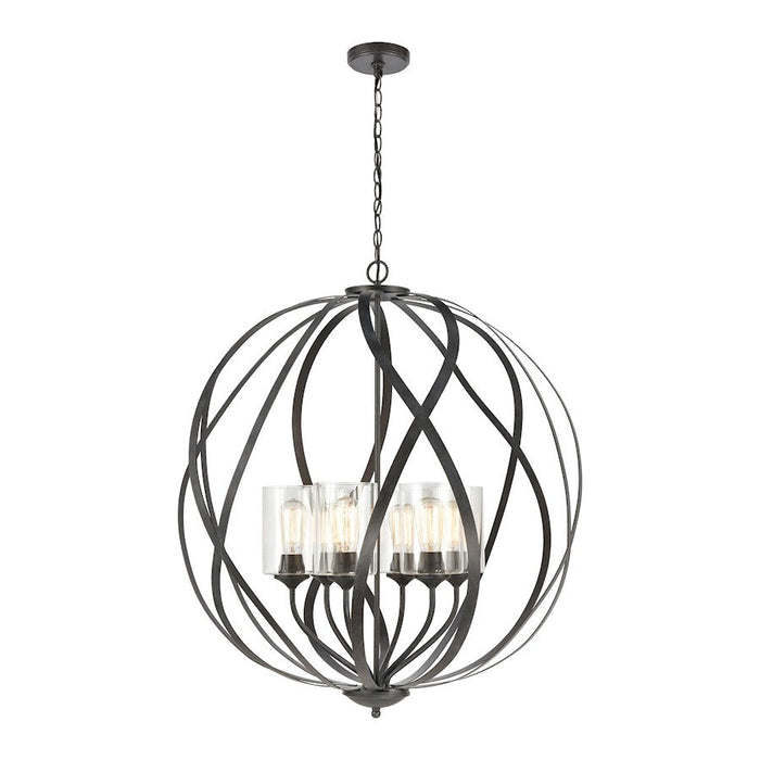 ELK Lighting Daisy 6-Light Chandelier, Midnight Bronze/Clear Glass - 75096-6