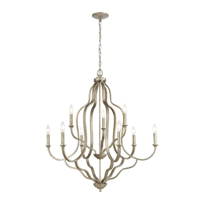 ELK Lighting Lanesboro 9-Light Chandelier, Dusted Silver - 75107-9