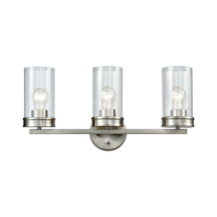 ELK Lighting Leland 3-Light Vanity Lamp, Nickel/Clear Blown Glass - 81302-3