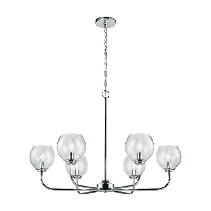 ELK Lighting Emory 6-Light Chandelier, Chrome/Clear Blown Glass - 81364-6