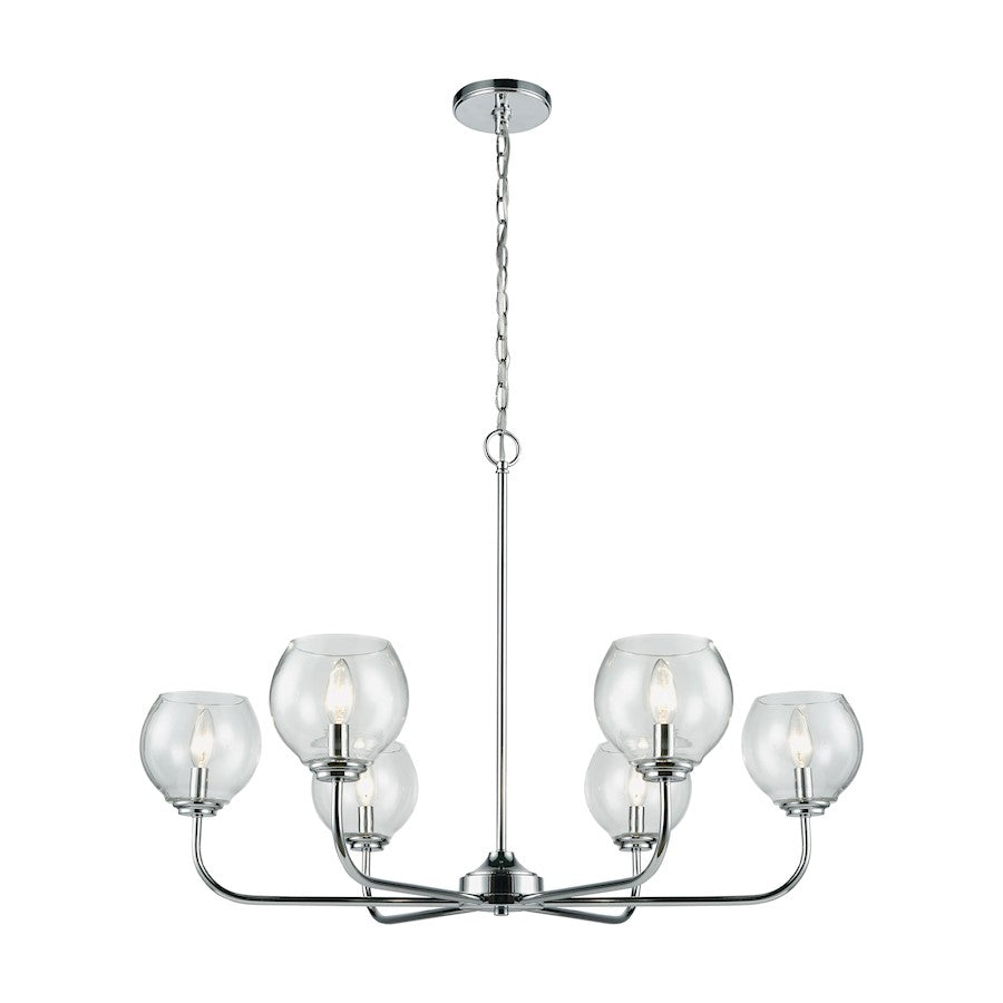 ELK Lighting Emory 6-Light Chandelier, Chrome/Clear Blown Glass - 81364-6