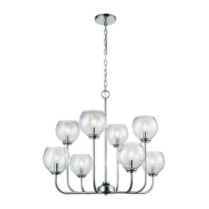 ELK Lighting Emory 8-Light Chandelier, Chrome/Clear Blown Glass - 81365-4+4