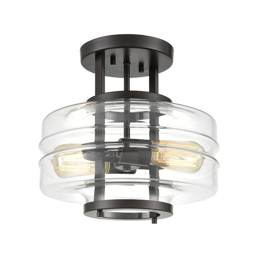 ELK Lighting Rover 2-Light Semi Flush Mount, Bronze/Clear - 85262-2