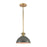 ELK Lighting Lyndon 1-Light Mini Pendant, Brass/Gray Metal Shade - 89007-1