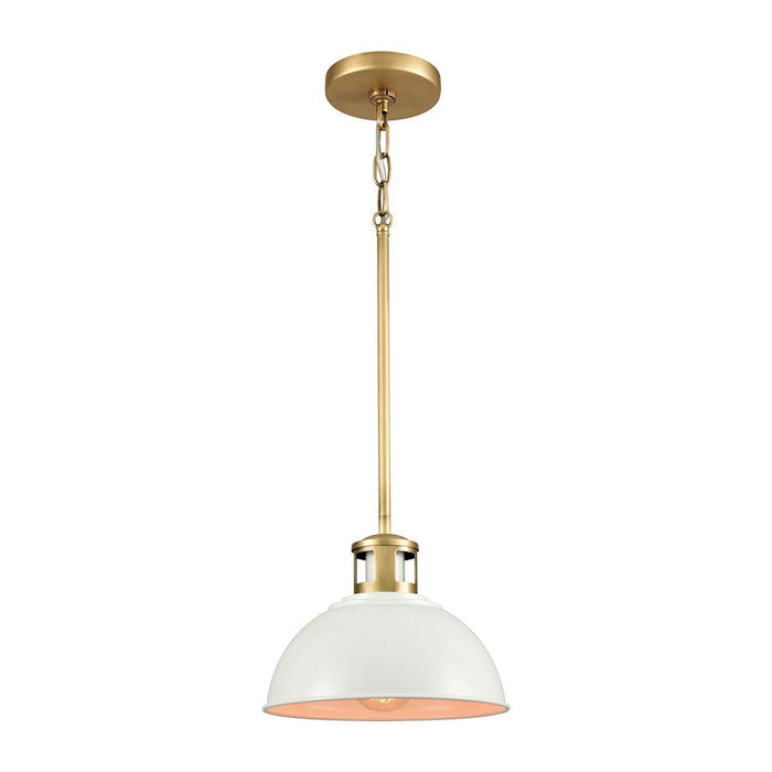 ELK Lighting Lyndon 1-Light Mini Pendant, Brass/White Metal Shade - 89017-1