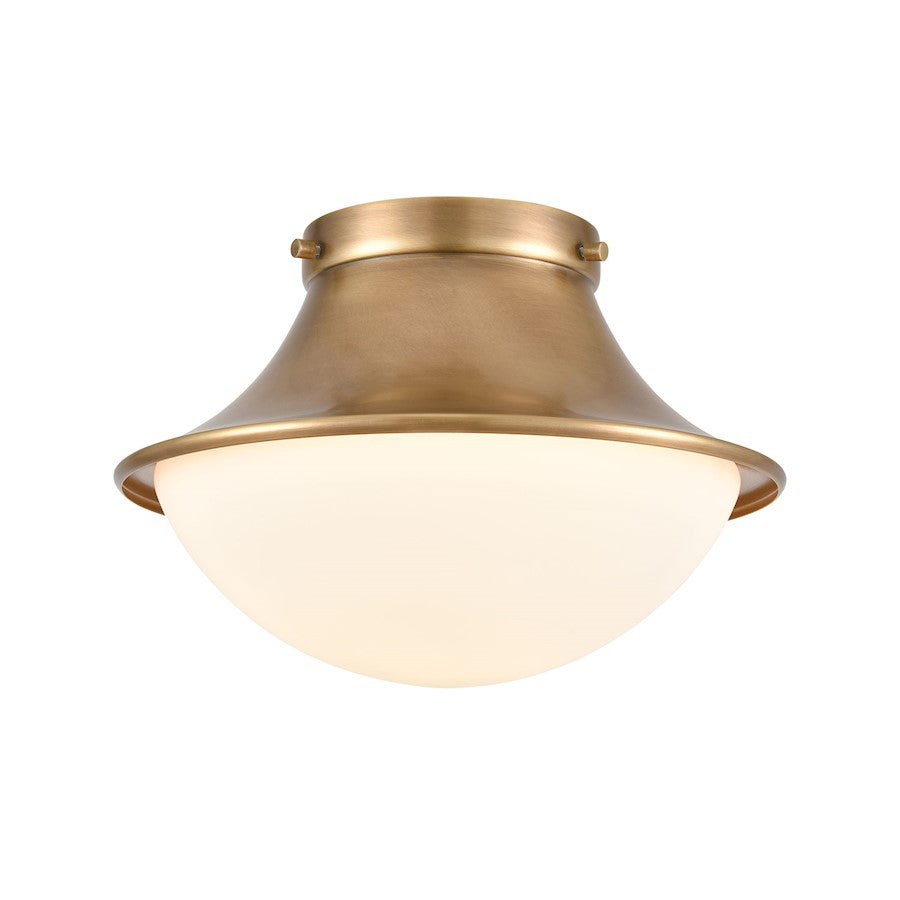 ELK Lighting Matterhorn 1-Light 11" Flush, Natural Brass/Opal White - 89125-1