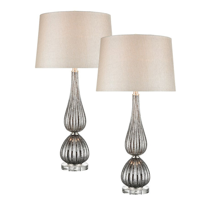 Elk Lighting Mariani 1 Light Table Lamp, Set of 2, Silver/White - S0019-8038-S2