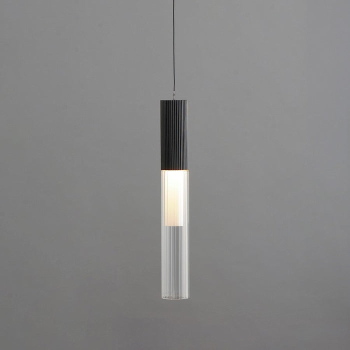 ET2 Lighting Reeds Pendant, Black/Clear Ribbed