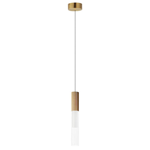 ET2 Lighting Reeds 1 Light LED Pendant, Gold/Clear Ribbed - E11011-144GLD