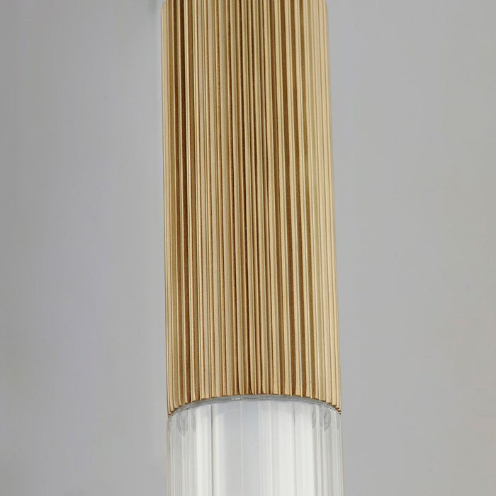 ET2 Lighting Reeds LED Pendant, Gold/Clear Ribbed