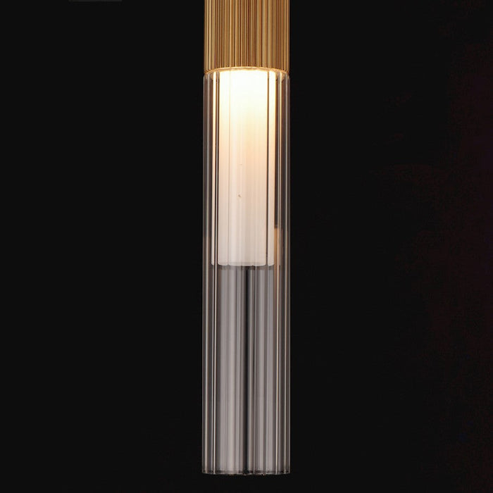 ET2 Lighting Reeds LED Pendant, Gold/Clear Ribbed