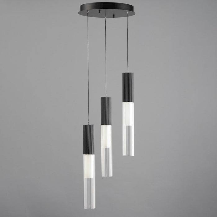 ET2 Lighting Reeds Pendant, Black/Clear Ribbed