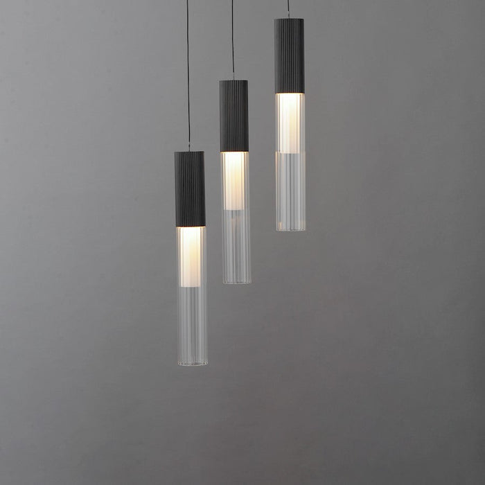 ET2 Lighting Reeds Pendant, Black/Clear Ribbed