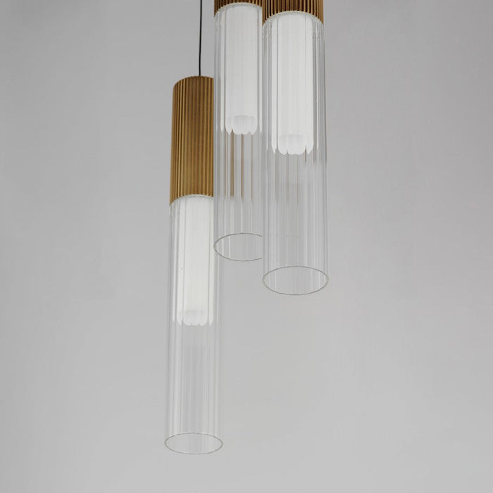 ET2 Lighting Reeds LED Pendant, Gold/Clear Ribbed