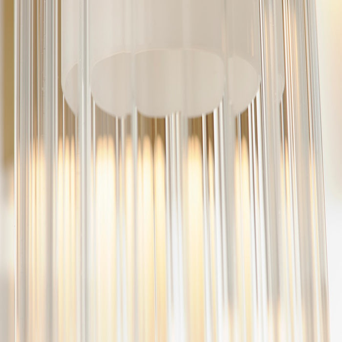 ET2 Lighting Reeds LED Pendant, Gold/Clear Ribbed