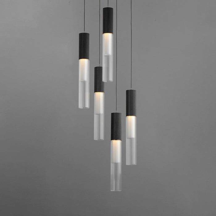 ET2 Lighting Reeds Pendant, Black/Clear Ribbed