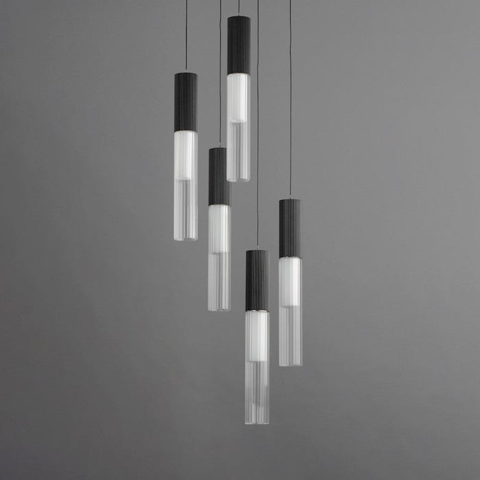 ET2 Lighting Reeds Pendant, Black/Clear Ribbed