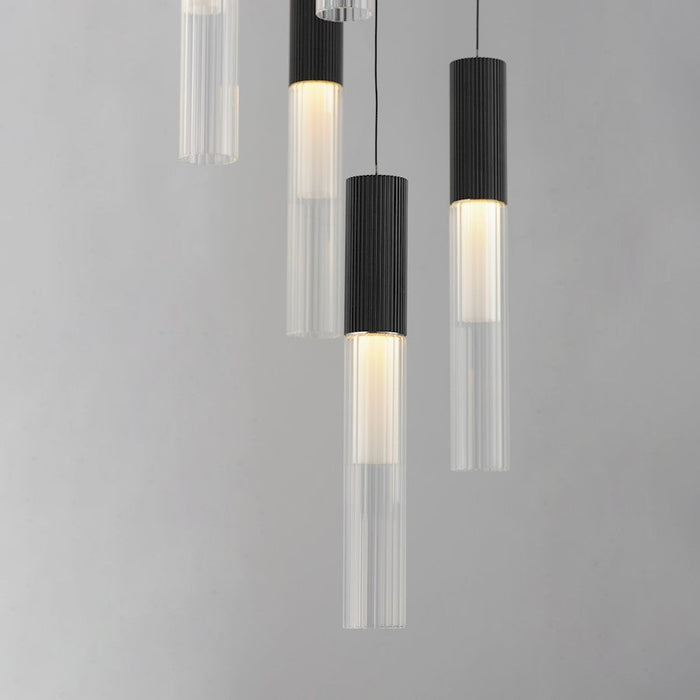 ET2 Lighting Reeds Pendant, Black/Clear Ribbed