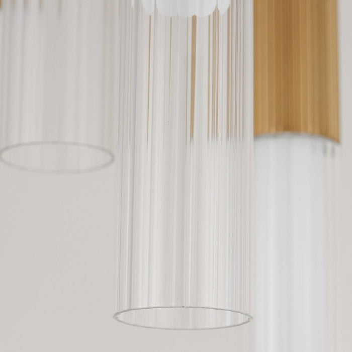 ET2 Lighting Reeds LED Pendant, Gold/Clear Ribbed