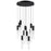 ET2 Lighting Reeds 12 Light Pendant, Black/Clear Ribbed - E11019-144BK