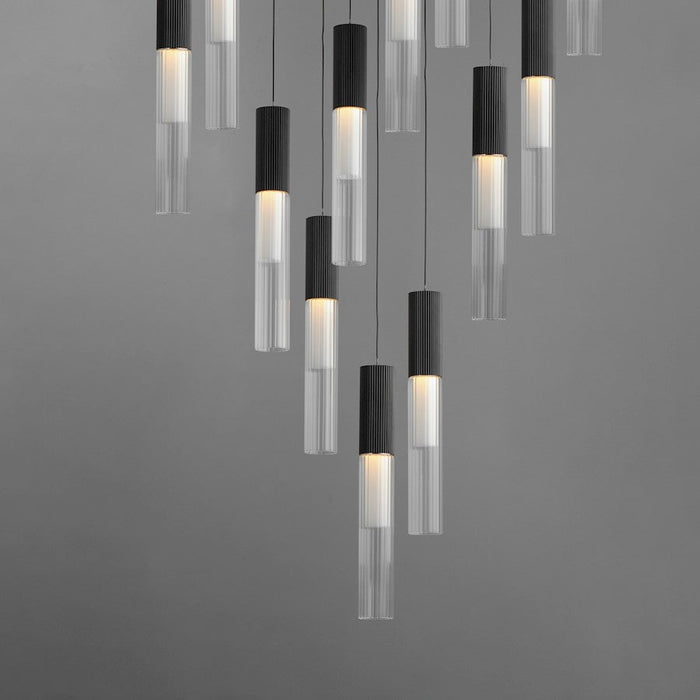 ET2 Lighting Reeds Pendant, Black/Clear Ribbed