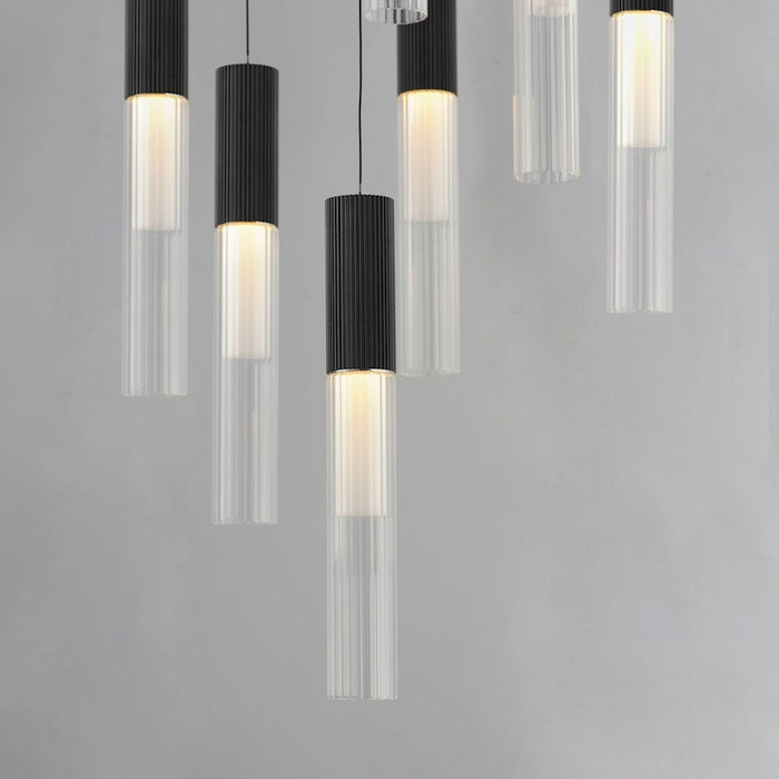 ET2 Lighting Reeds Pendant, Black/Clear Ribbed