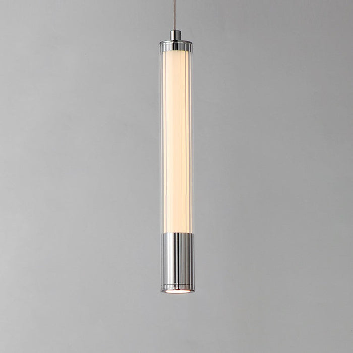 ET2 Lighting Cortex 1Lt LED Pendant, Chrome/Clear Ribbed