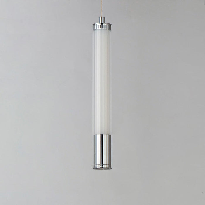 ET2 Lighting Cortex 1Lt LED Pendant, Chrome/Clear Ribbed