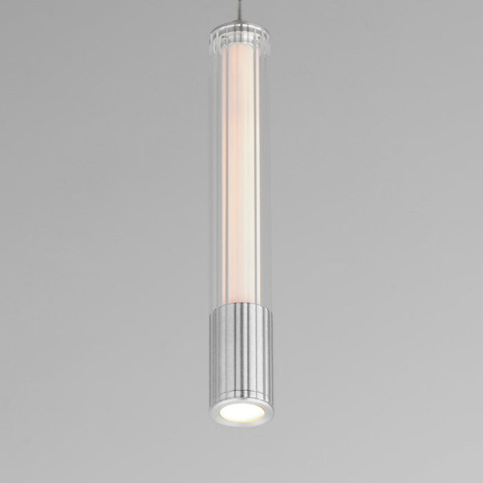 ET2 Lighting Cortex 1Lt LED Pendant, Chrome/Clear Ribbed