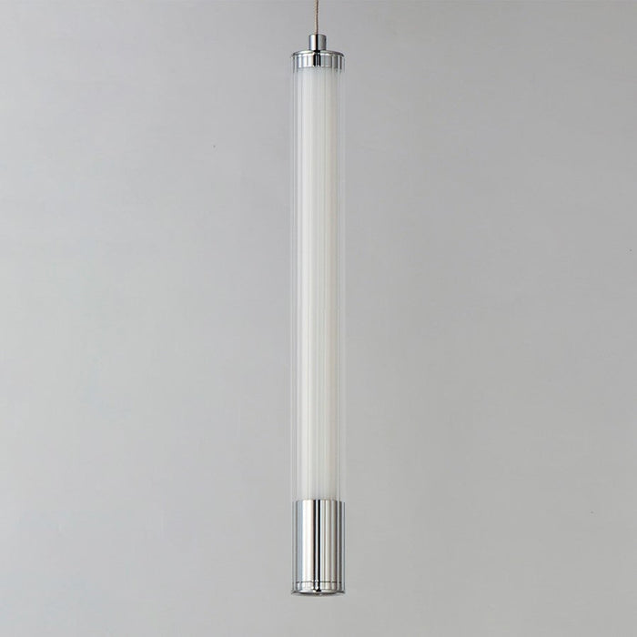 ET2 Lighting Cortex 1Lt LED Pendant, Chrome/Clear Ribbed
