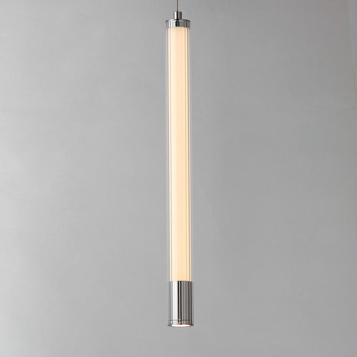 ET2 Lighting Cortex 1Lt LED Pendant, Chrome/Clear Ribbed